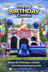 Happy Birthday 3 in 1 Bounce House Slide Combo
